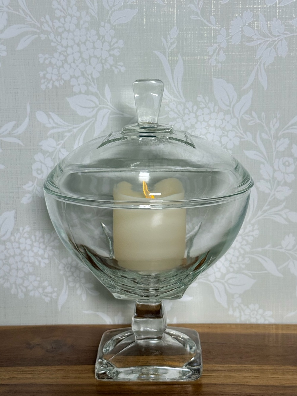 Vintage Colony Glass Pedestal Covered Candy Dish